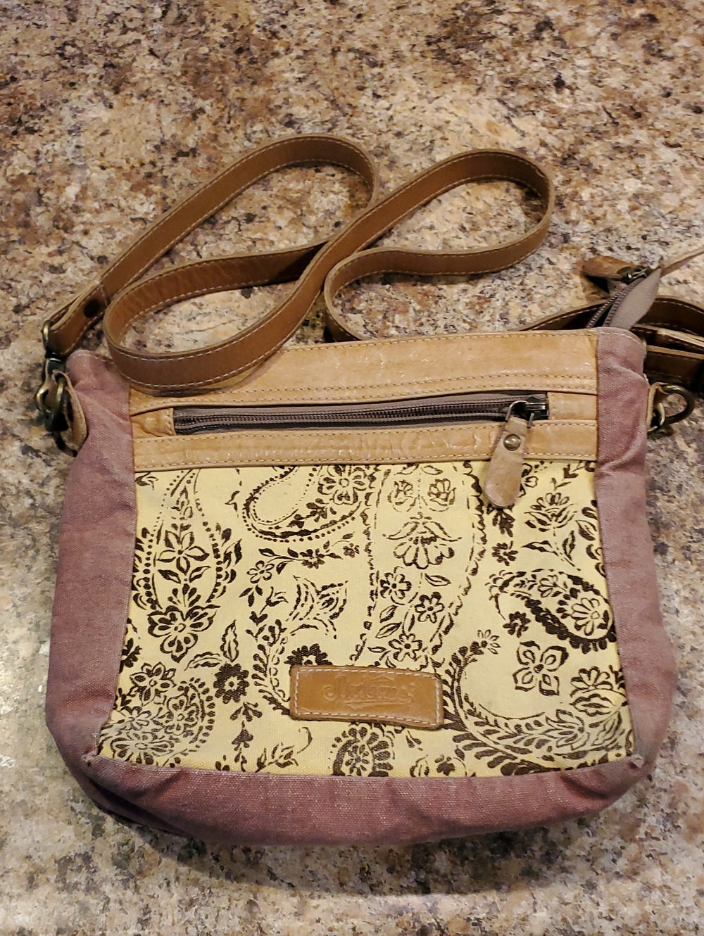 Sixtease Vintage Casual Floral Crossbody Bag in Tan, Cream and Mauve